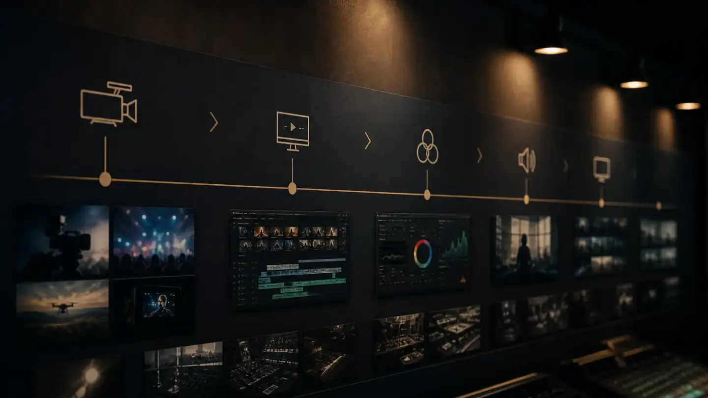 Atmospheric production timeline lighting for the workflow section