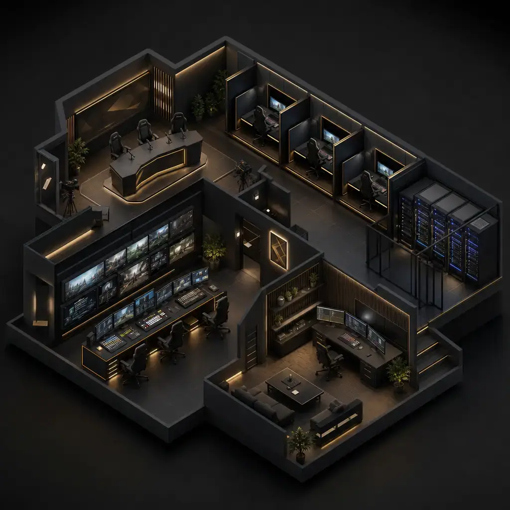 Isometric view of the DFRAG production facility with interactive operating zones